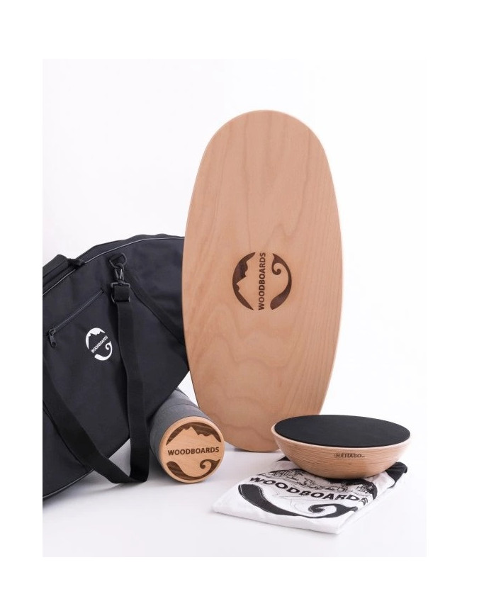 Originelles Mega-Set mit Geschenk - WOODBOARDS ORIGINAL COMPLETE + REHABO 360 + Transporttasche + gratis T-Shirt