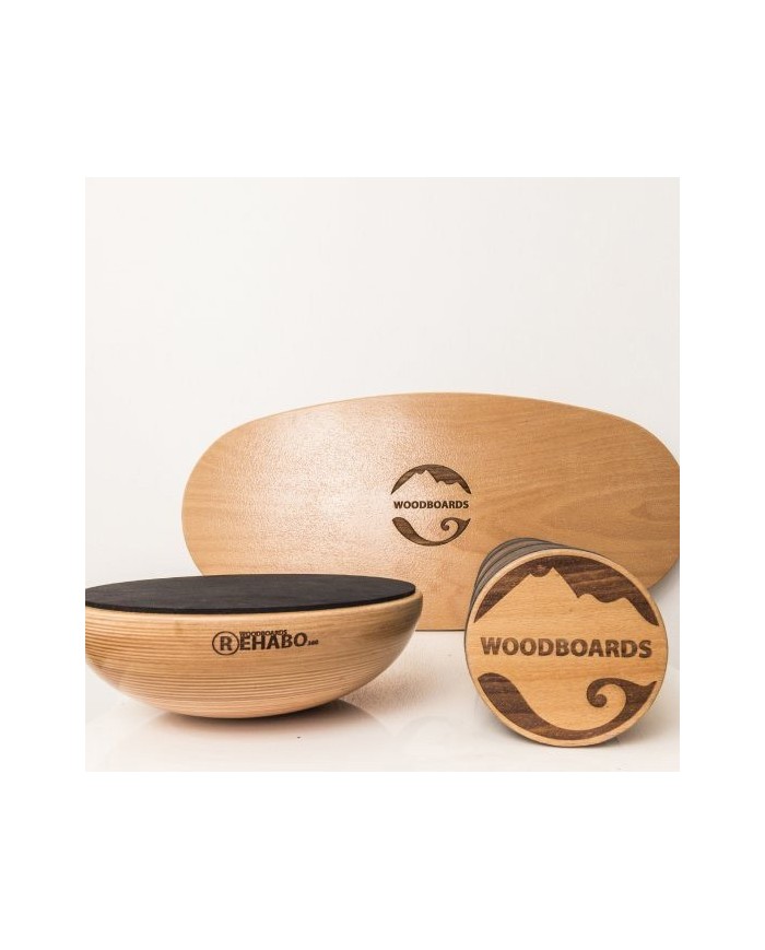 SET - Balance Board WOODBOARDS ORIGINAL KOMPLETT + REHAB 360 separat